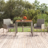 Garden table with wooden top Grey 90x90x75 cm Resin wicker