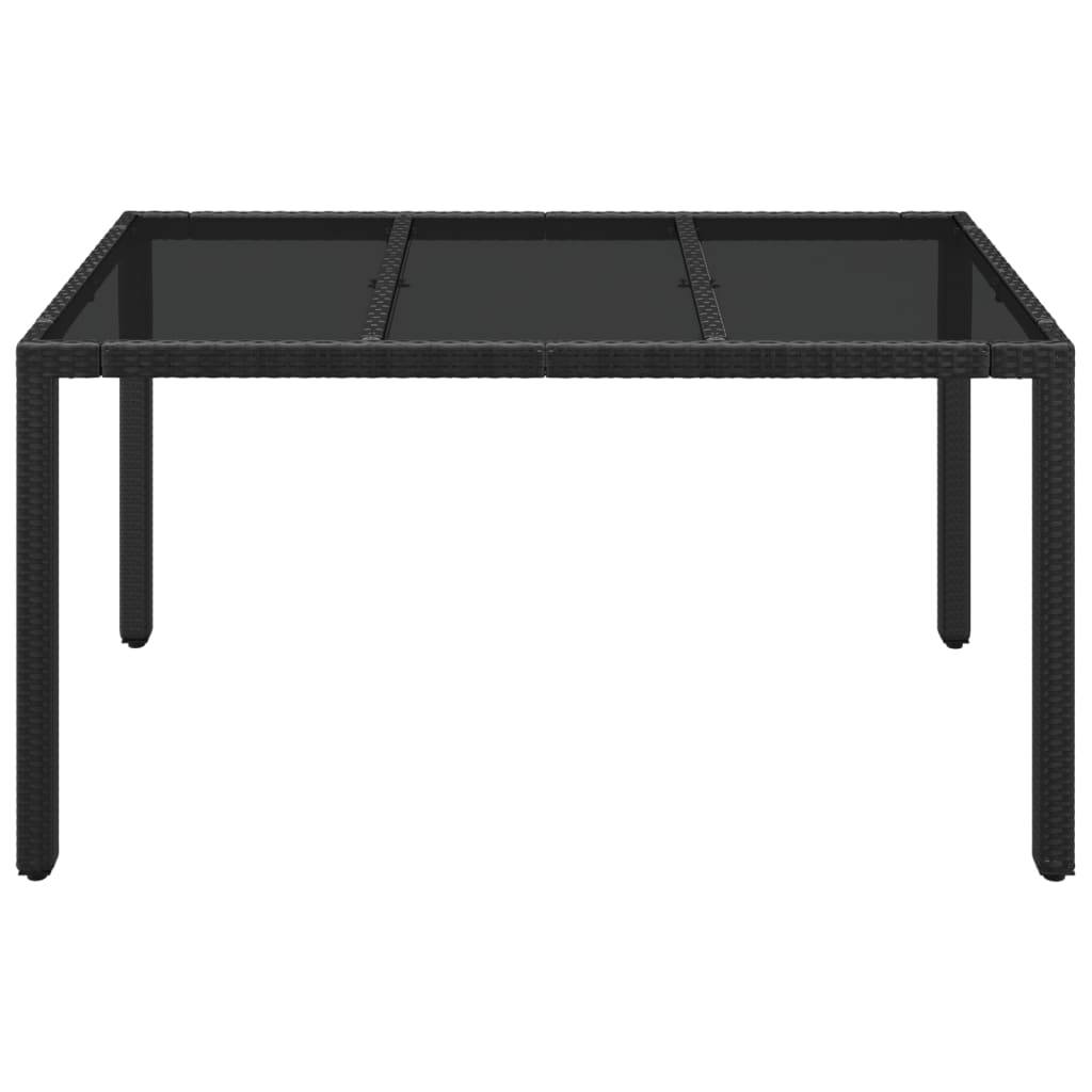 Table de jardin dessus en verre Noir 150x90x75cm Résine tressée