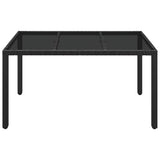 Table de jardin dessus en verre Noir 150x90x75cm Résine tressée