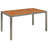 Garden table with wooden top Grey 150x90x75 cm Resin wicker