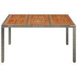 Garden table with wooden top Grey 150x90x75 cm Resin wicker