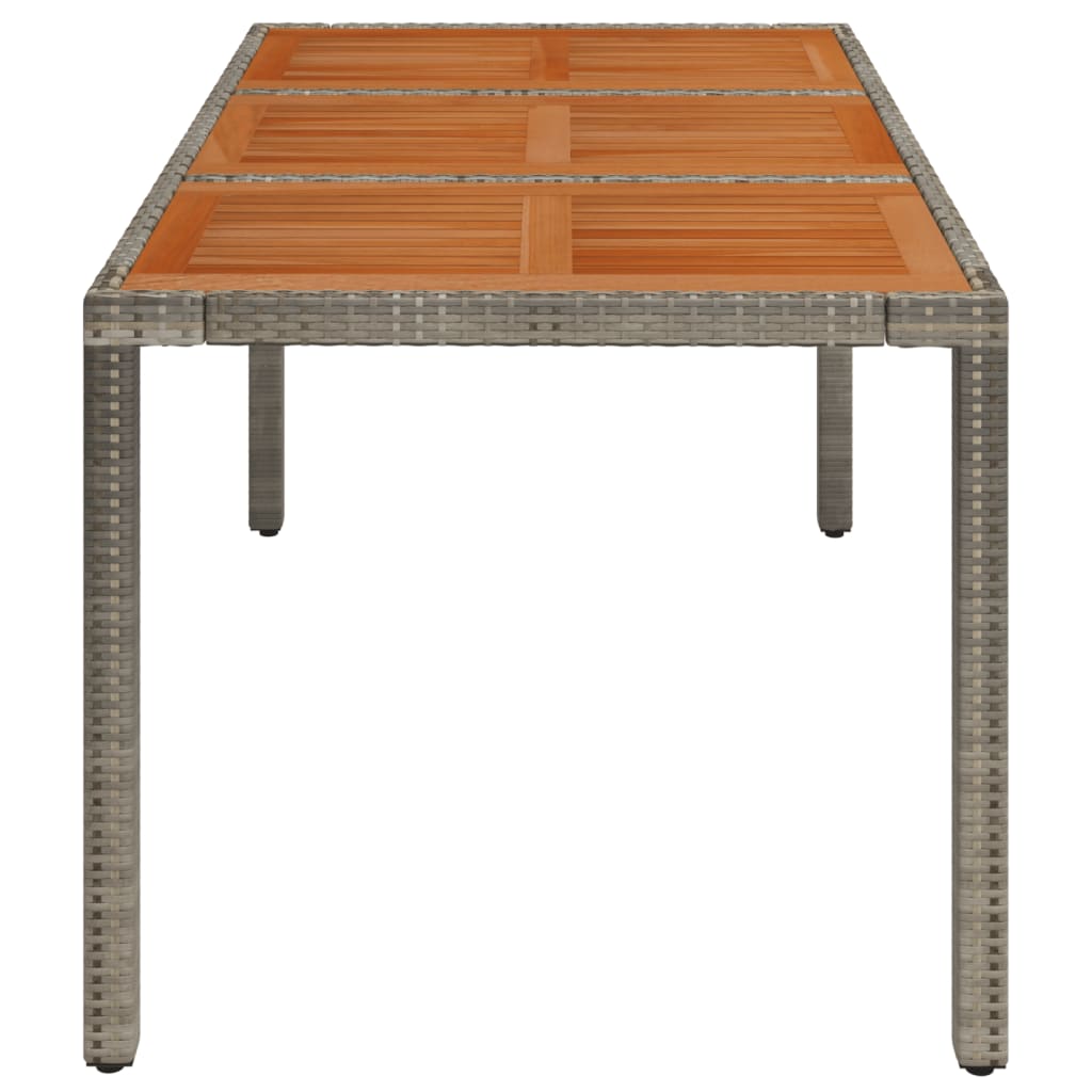 Garden table with wooden top Grey 150x90x75 cm Resin wicker