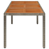 Garden table with wooden top Grey 150x90x75 cm Resin wicker