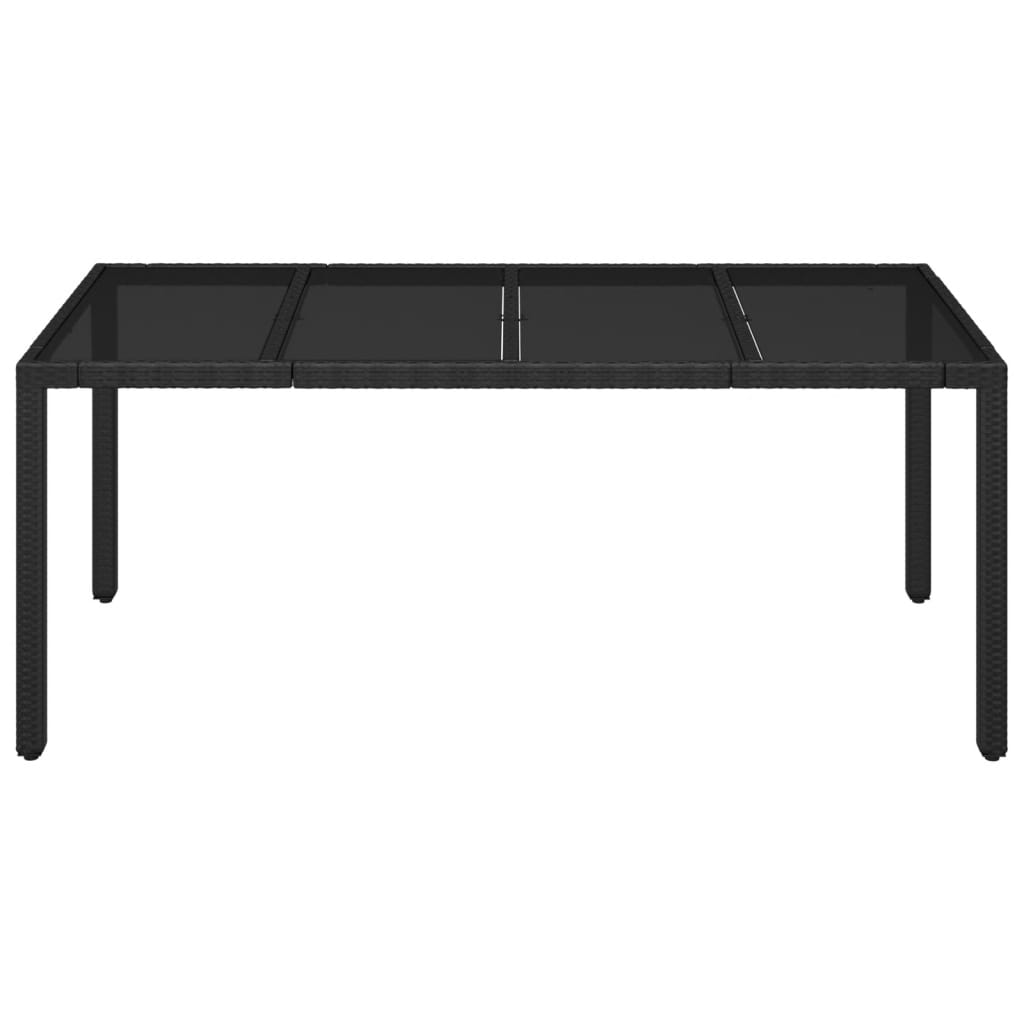 Table de jardin dessus en verre Noir 190x90x75cm Résine tressée