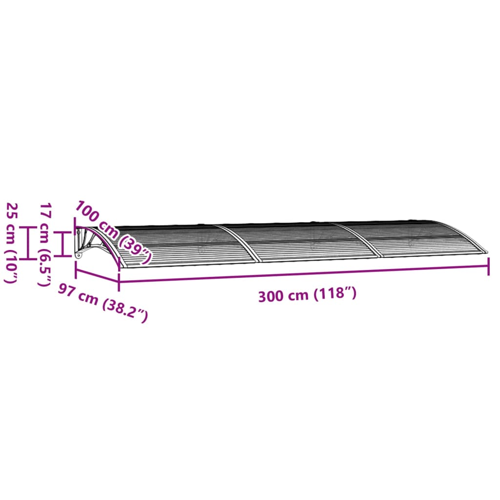 Türmarkise Schwarz 300x100 cm Polycarbonat