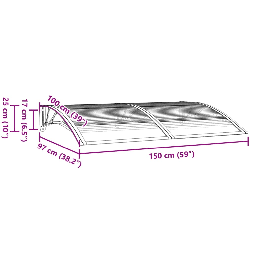 Auvent de porte Noir 150x100 cm Polycarbonate