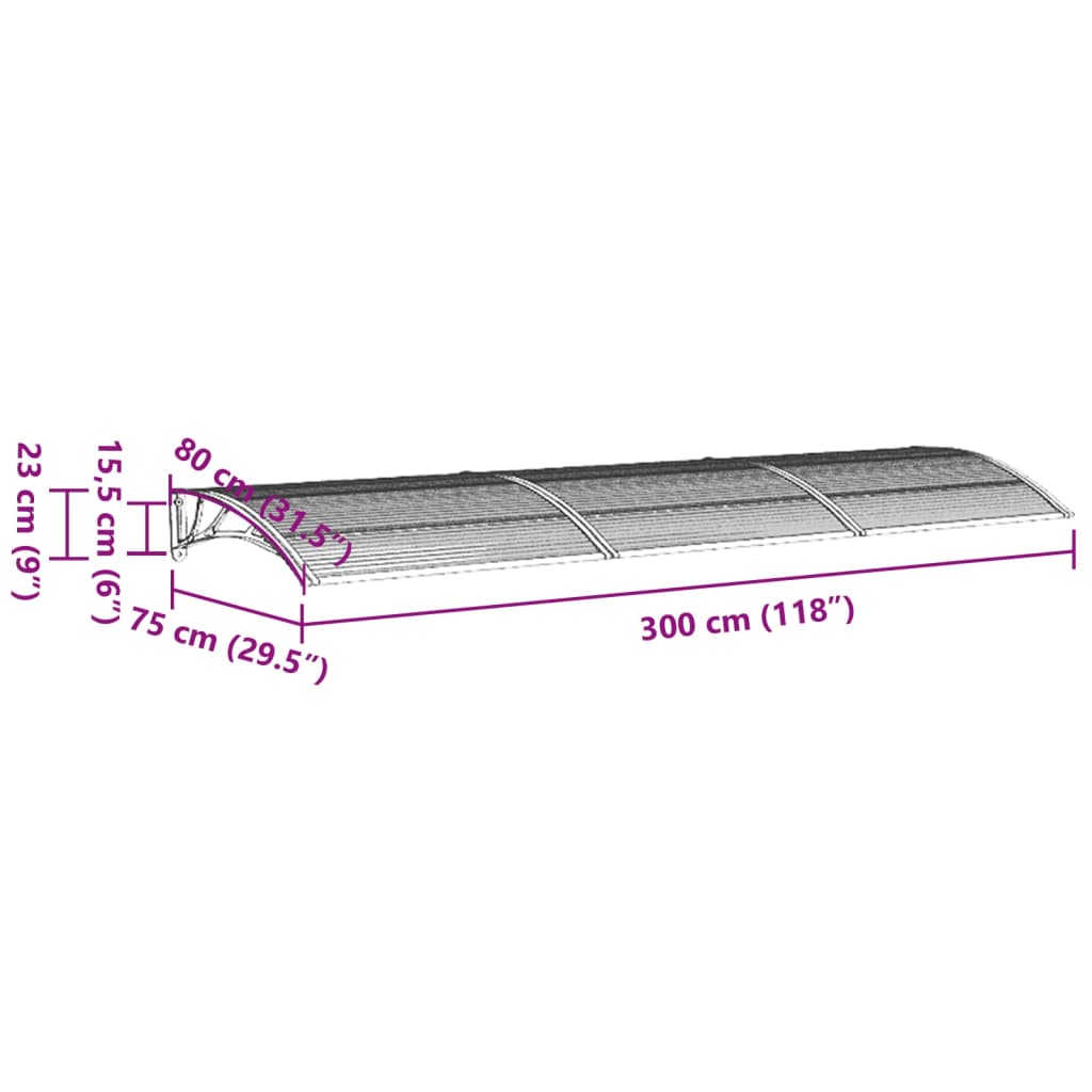 Türmarkise Schwarz 300x75 cm Polycarbonat