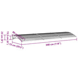 Türmarkise Schwarz 300x75 cm Polycarbonat