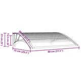 Auvent de porte Gris et transparent 80x75 cm Polycarbonate