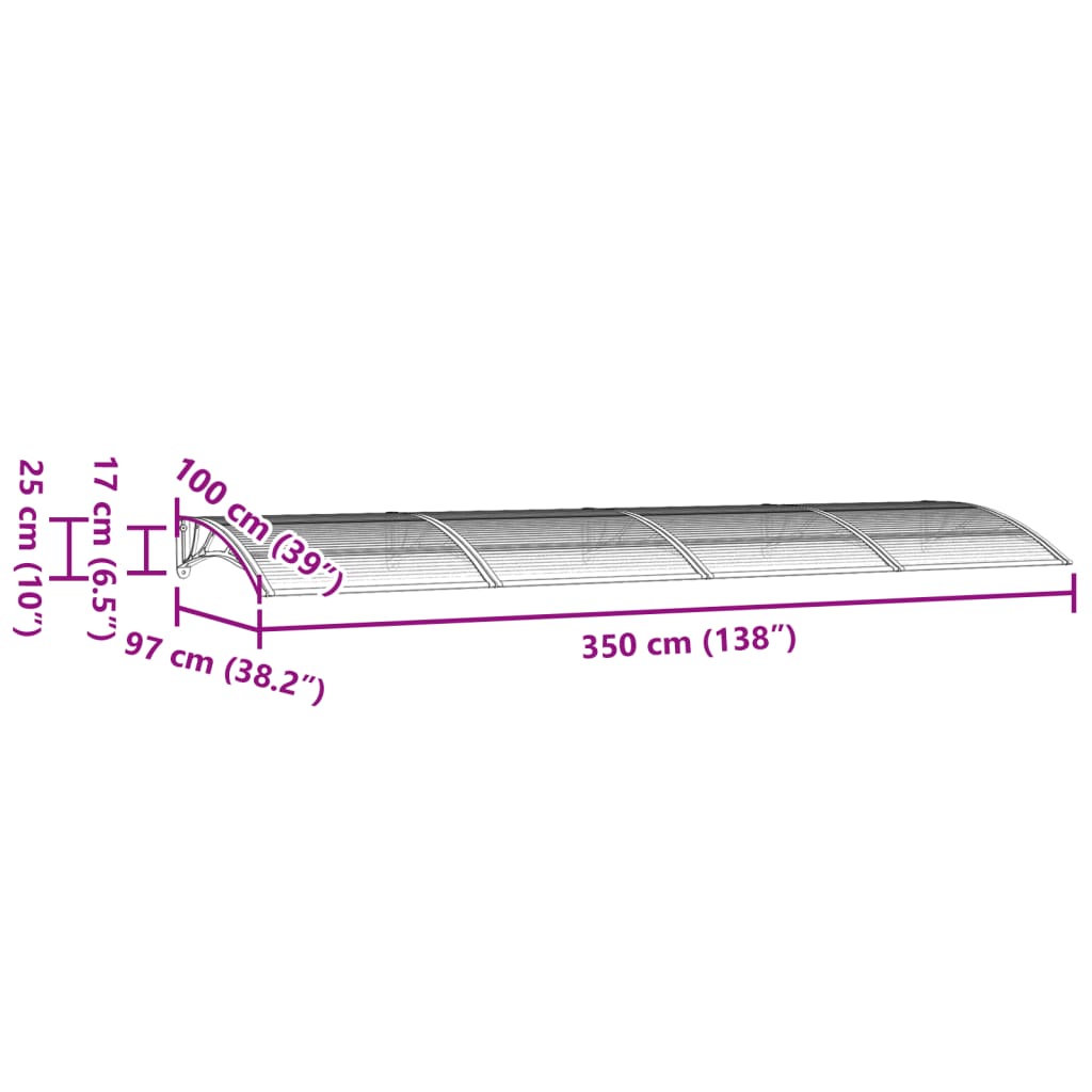 Türmarkise Schwarz 350x100 cm Polycarbonat