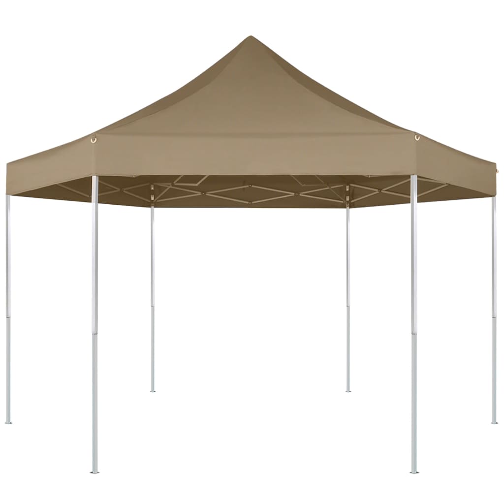 Chapiteau hexagonal pliable 3,6x3,1 m taupe 220g/m²