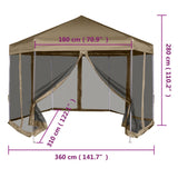 Hexagonal marquee and side walls 3.6x3.1 m taupe 220g/m²