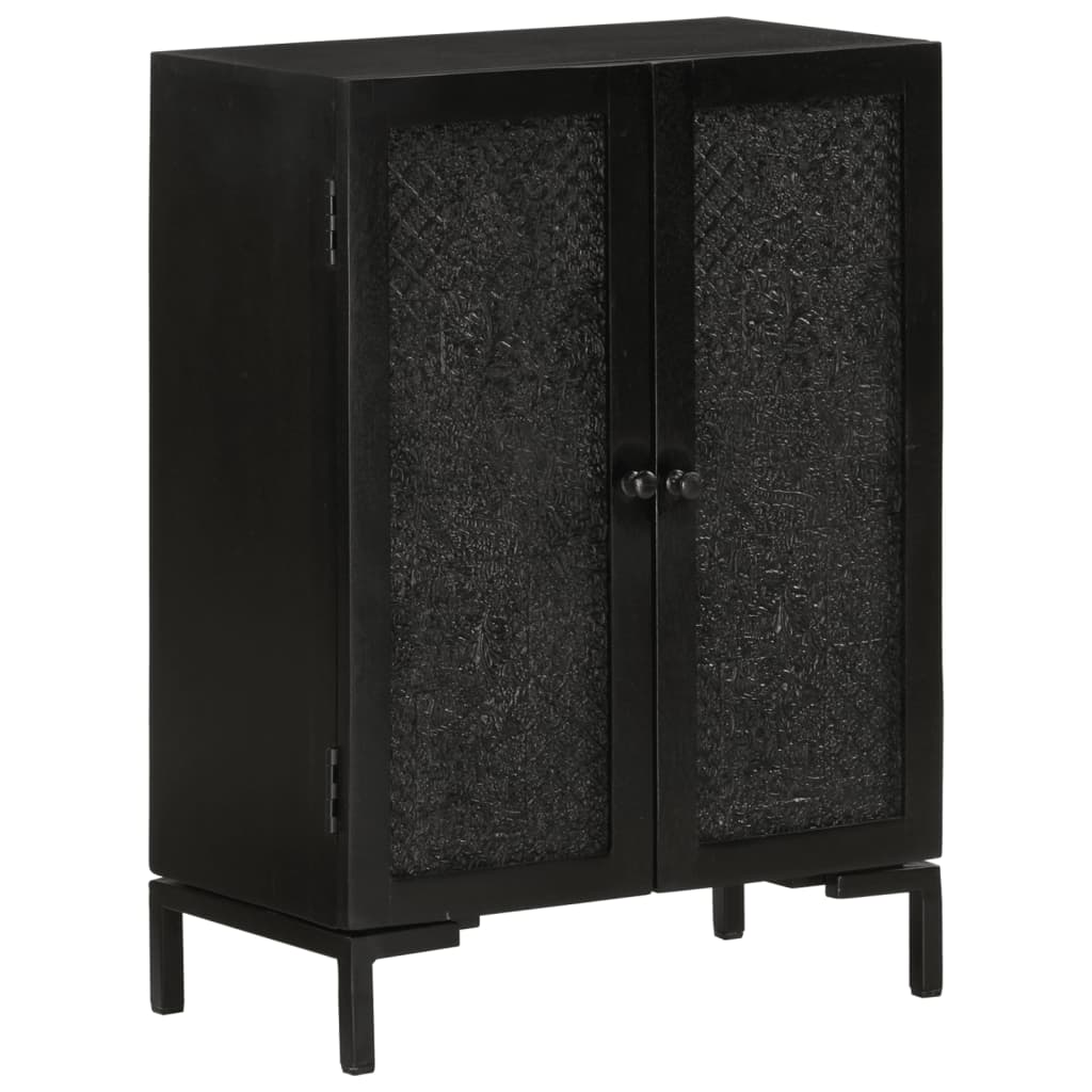 Buffet noir 55x30x77 cm bois massif de manguier et fer