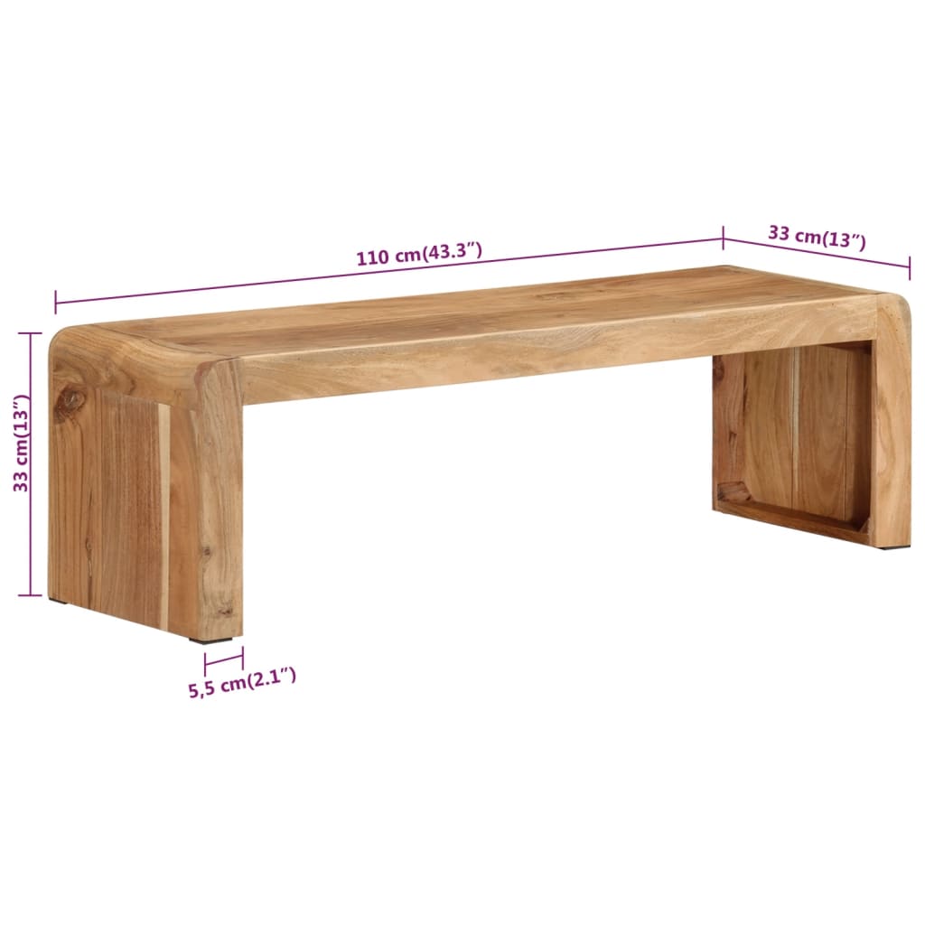 Meuble TV 110x33x33 cm bois d'acacia massif