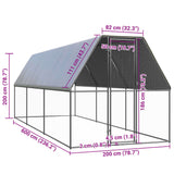 Outdoor chicken coop 2x6x2 m Galvanized steel