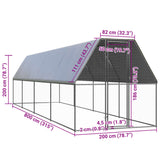 Outdoor chicken coop 2x8x2 m Galvanized steel