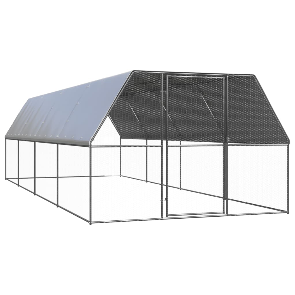 Outdoor chicken coop 3x8x2 m Galvanized steel