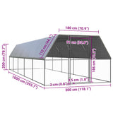 Outdoor chicken coop 3x10x2 m Galvanized steel