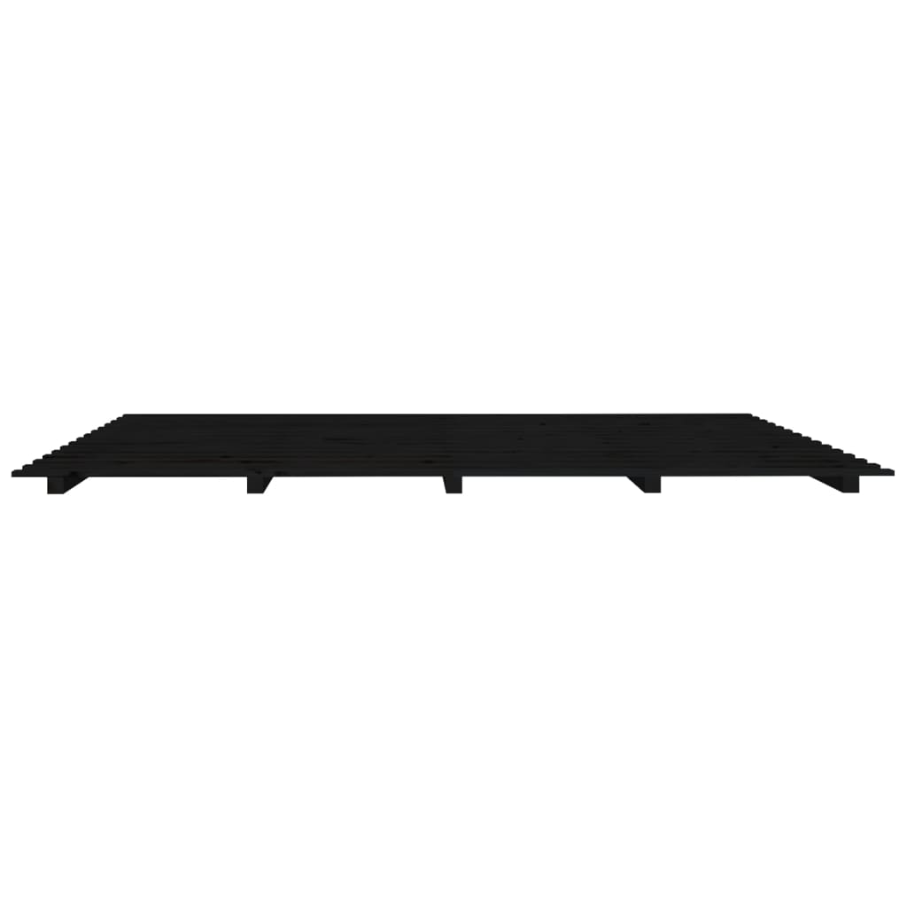 Cadre de lit sans matelas noir 200x200 cm bois massif de pin