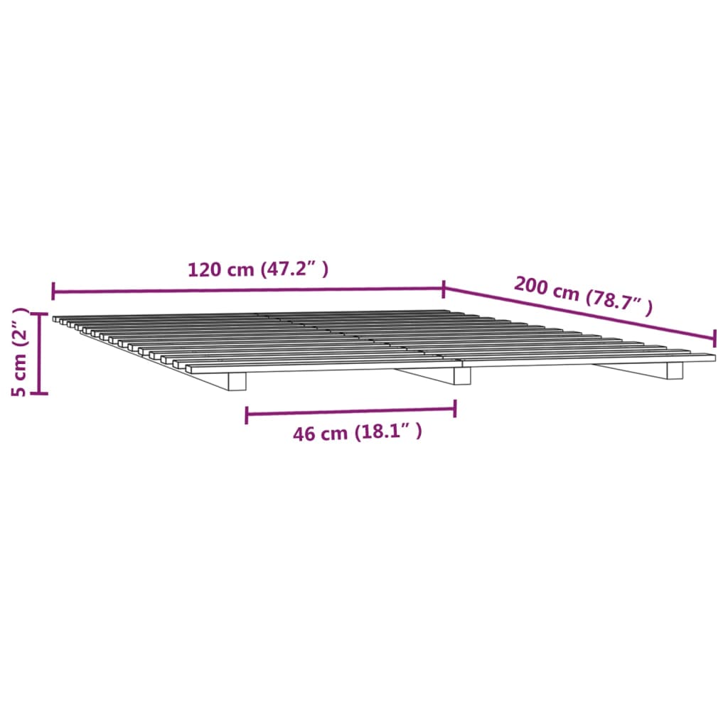 Cadre de lit sans matelas 120x200 cm bois de pin massif