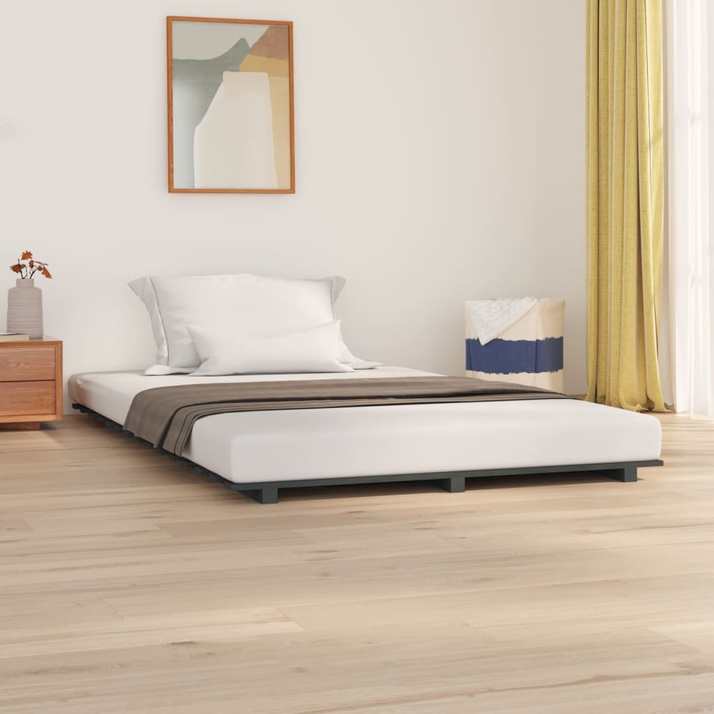 Bed frame without mattress gray 120x200 cm solid pine wood