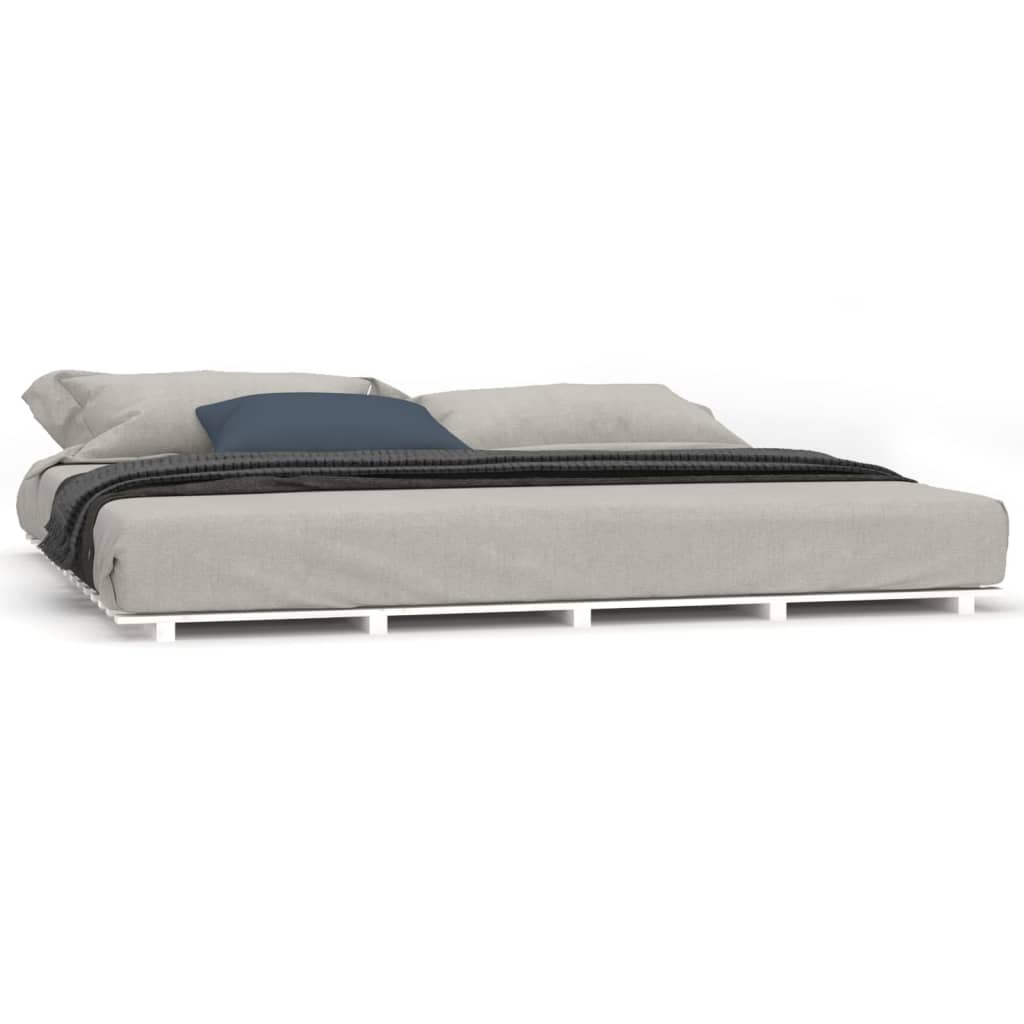 Cadre de lit sans matelas blanc 160x200 cm bois de pin massif