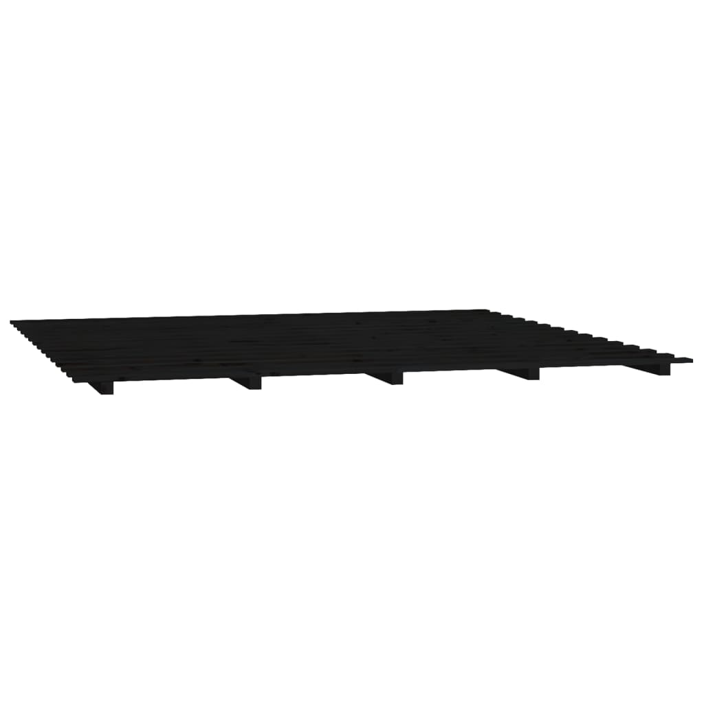 Cadre de lit sans matelas noir 160x200 cm bois massif de pin