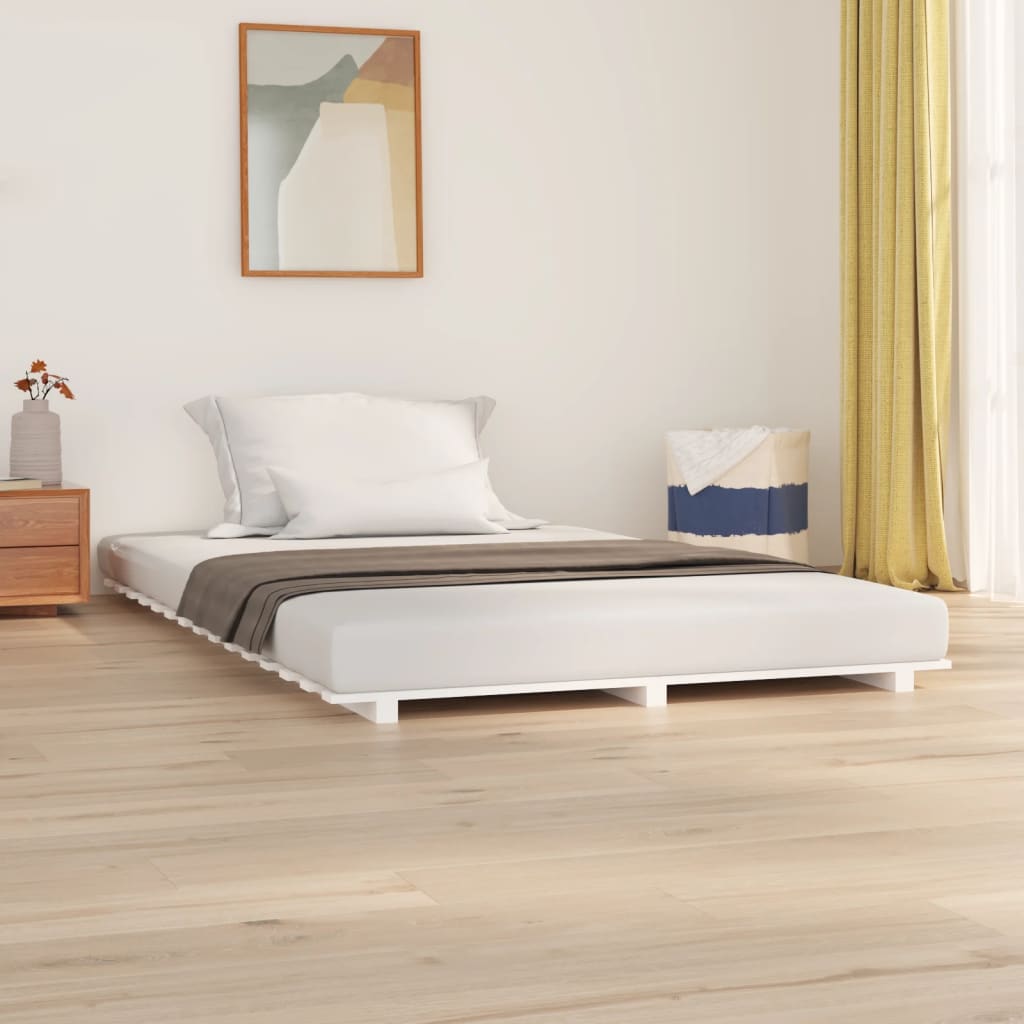 Cadre de lit sans matelas blanc 135x190 cm bois de pin massif