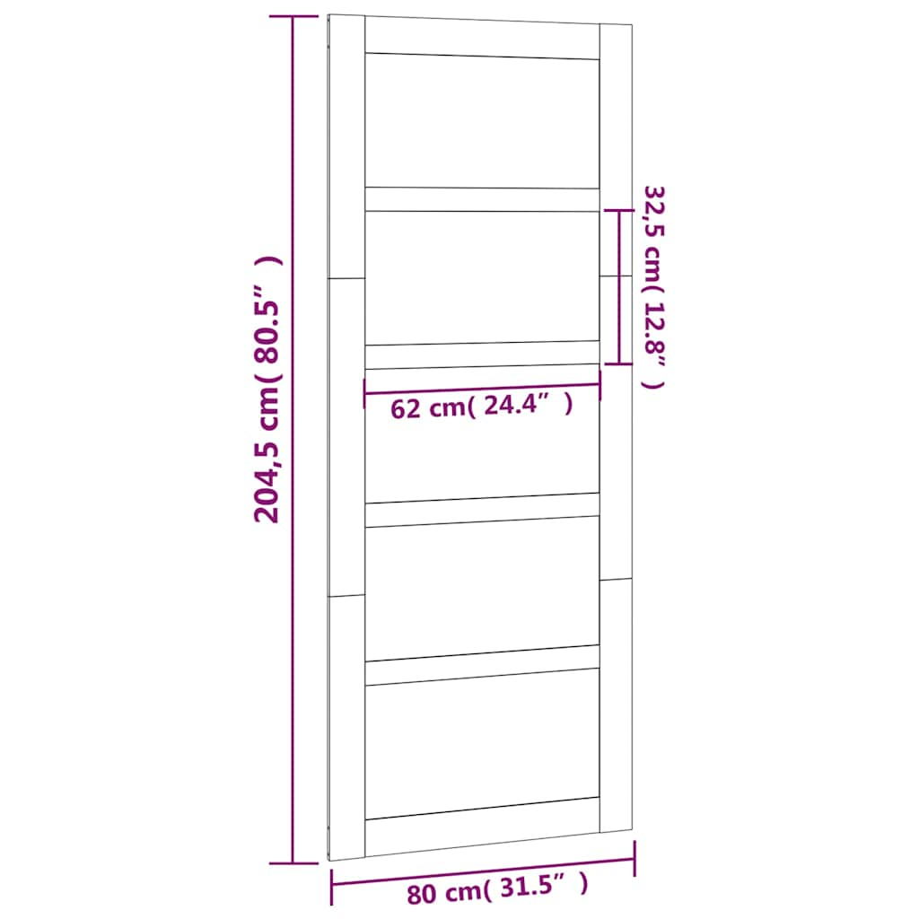 Barn door 80x1.8x204.5 cm Solid pine wood