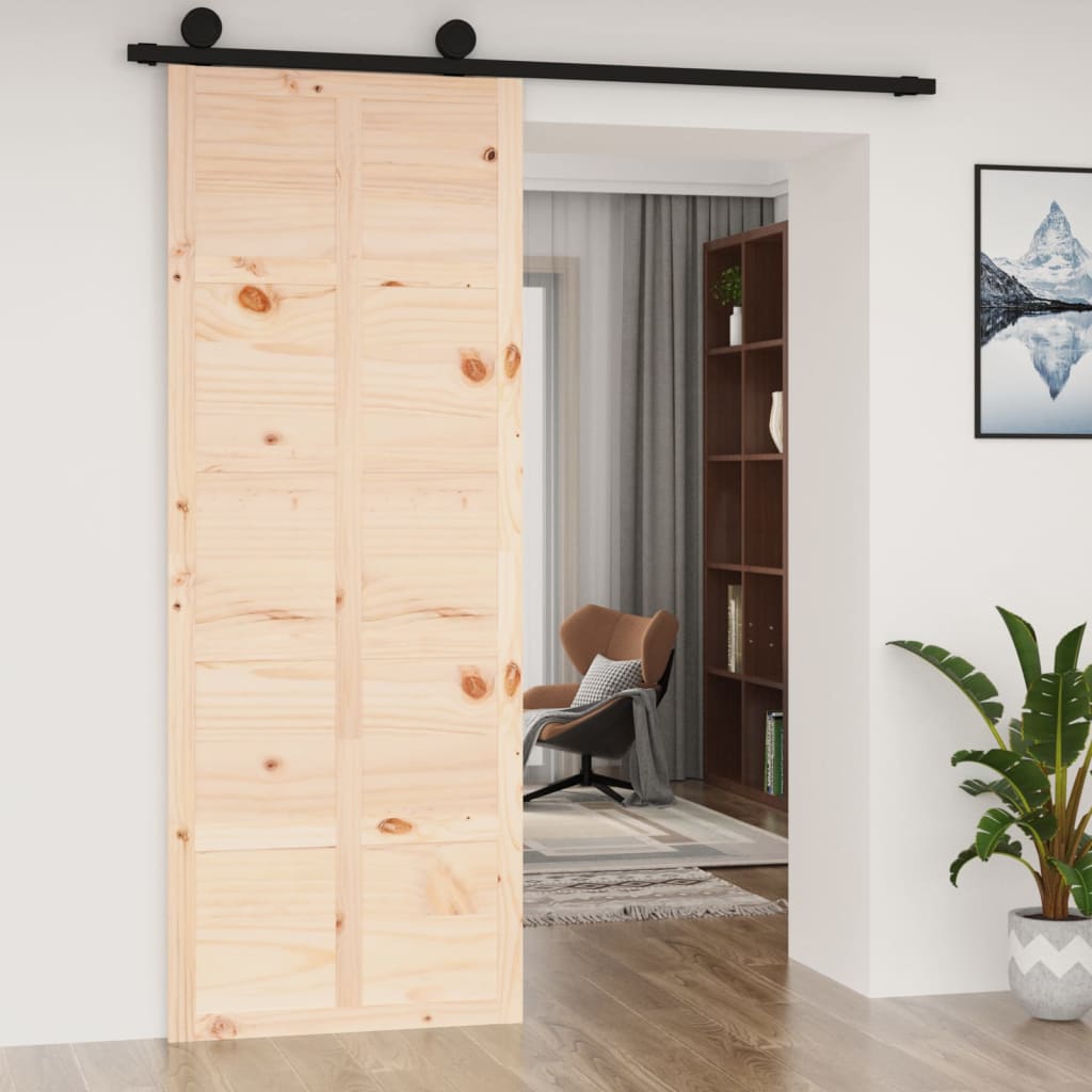 Porte de grange 80x1,8x214 cm Bois massif de pin