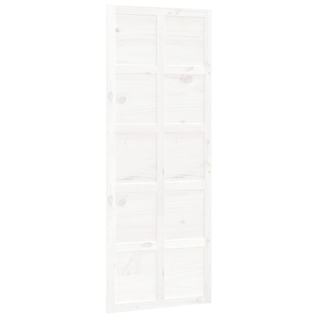 Porte de grange Blanc 80x1,8x214 cm Bois massif de pin