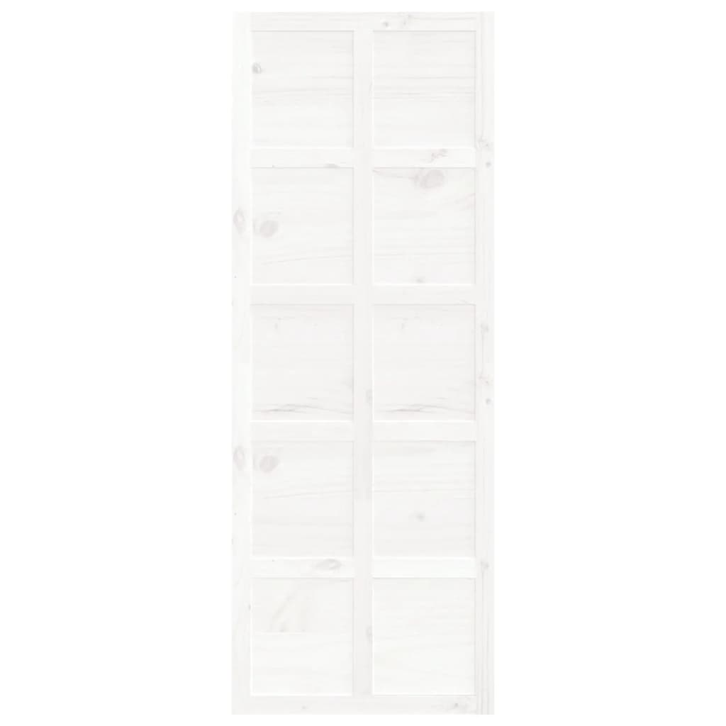 Porte de grange Blanc 80x1,8x214 cm Bois massif de pin