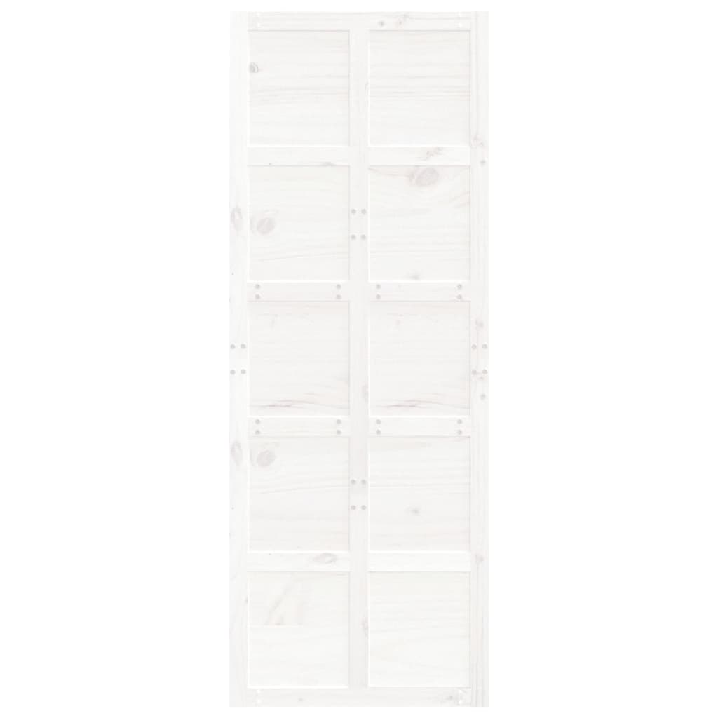 Porte de grange Blanc 80x1,8x214 cm Bois massif de pin