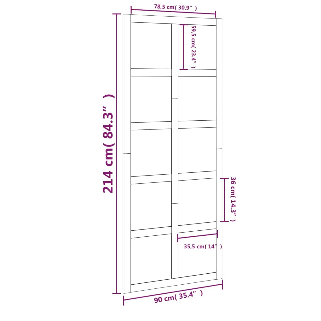 Porte de grange 90x1,8x214 cm Bois massif de pin