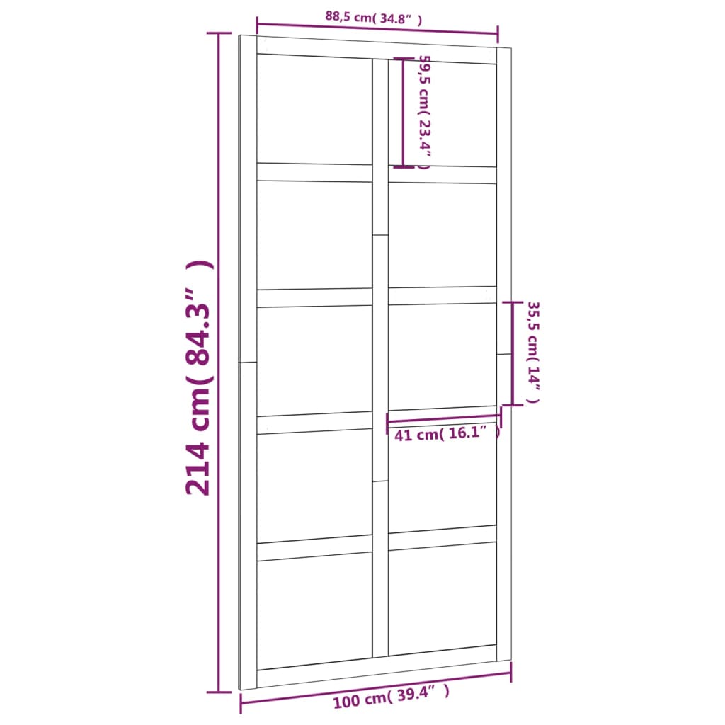 Porte de grange 100x1,8x214 cm Bois massif de pin