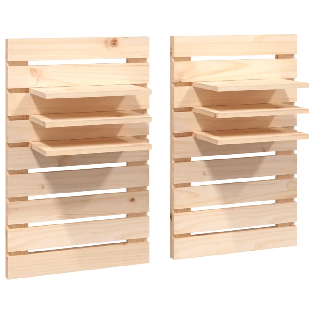 Étagères de chevet murales 2 pcs Bois de pin massif