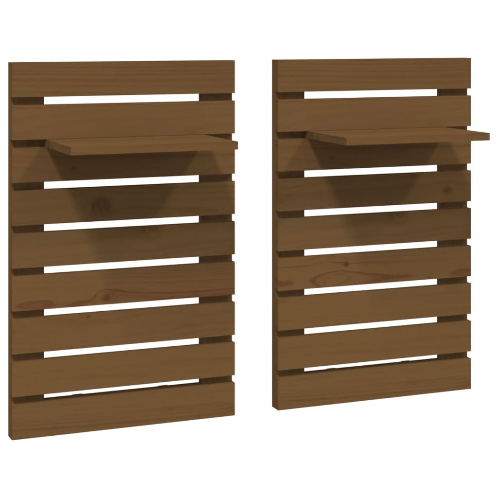 Étagères de chevet murales 2 pcs Marron miel Bois de pin massif