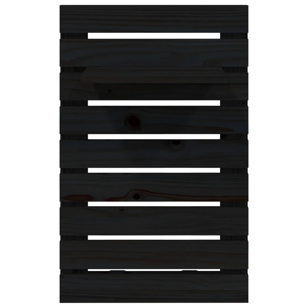 Étagères de chevet murales 2 pcs Noir Bois de pin massif