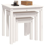 Nesting tables 3 pcs White Solid pine wood