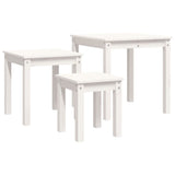 Nesting tables 3 pcs White Solid pine wood