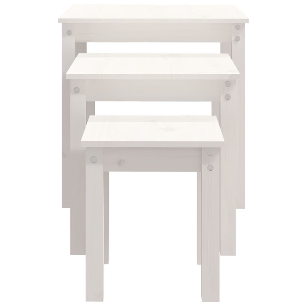 Tables gigognes 3 pcs Blanc Bois de pin massif