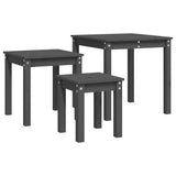 Tables gigognes 3 pcs Gris Bois de pin massif