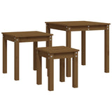 Nesting tables 3 pcs Honey brown Solid pine wood