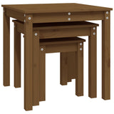 Nesting tables 3 pcs Honey brown Solid pine wood