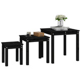 Nesting tables 3 pcs Black Solid pine wood