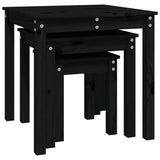 Tables gigognes 3 pcs Noir Bois de pin massif