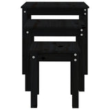 Tables gigognes 3 pcs Noir Bois de pin massif