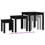 Nesting tables 3 pcs Black Solid pine wood