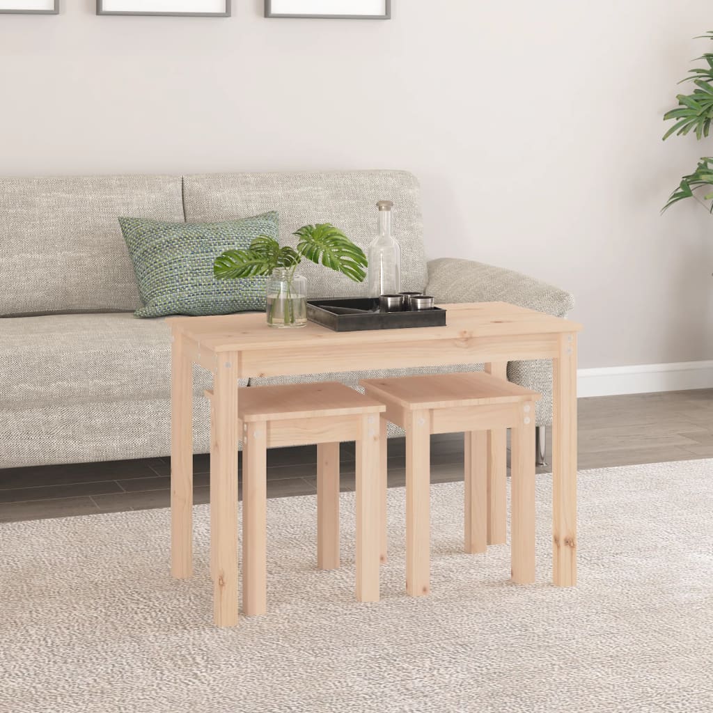 Nesting tables 3 pcs Solid pine wood