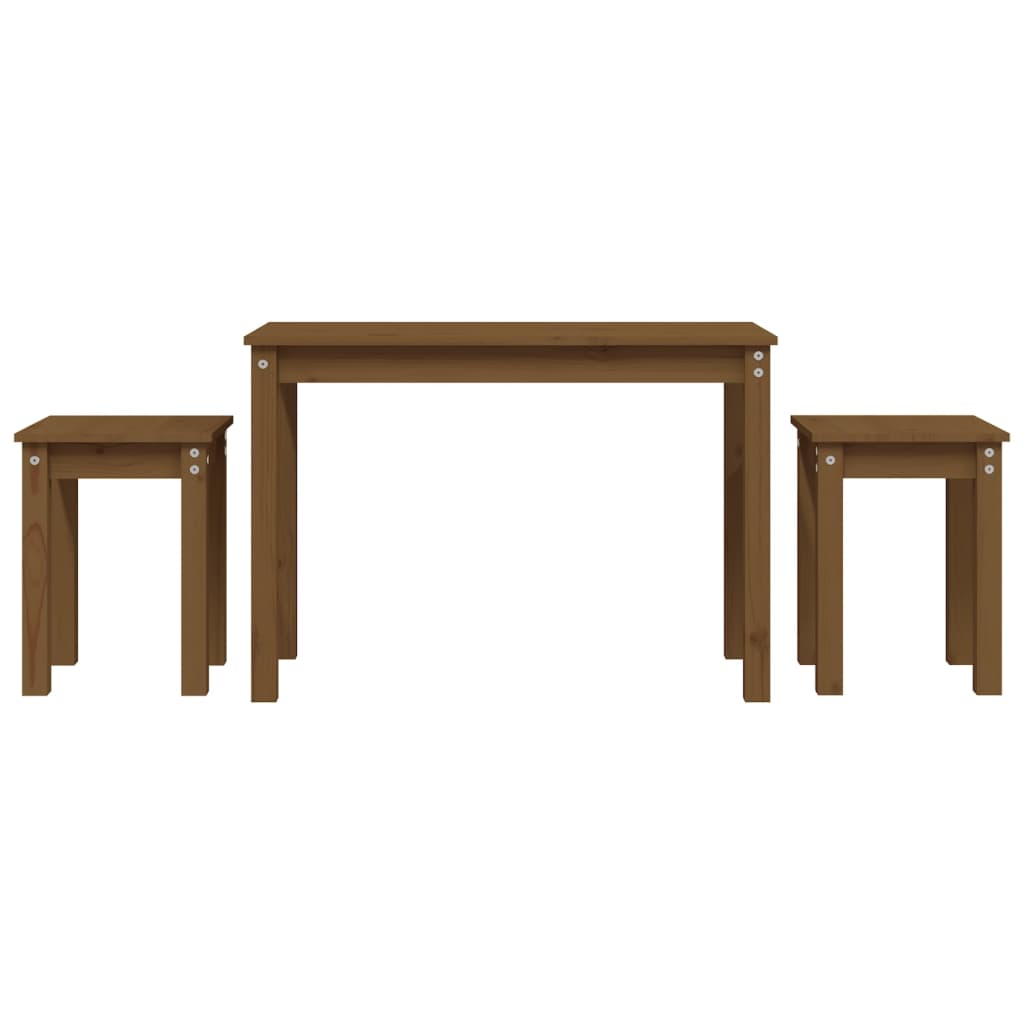 Nesting tables 3 pcs Honey brown Solid pine wood